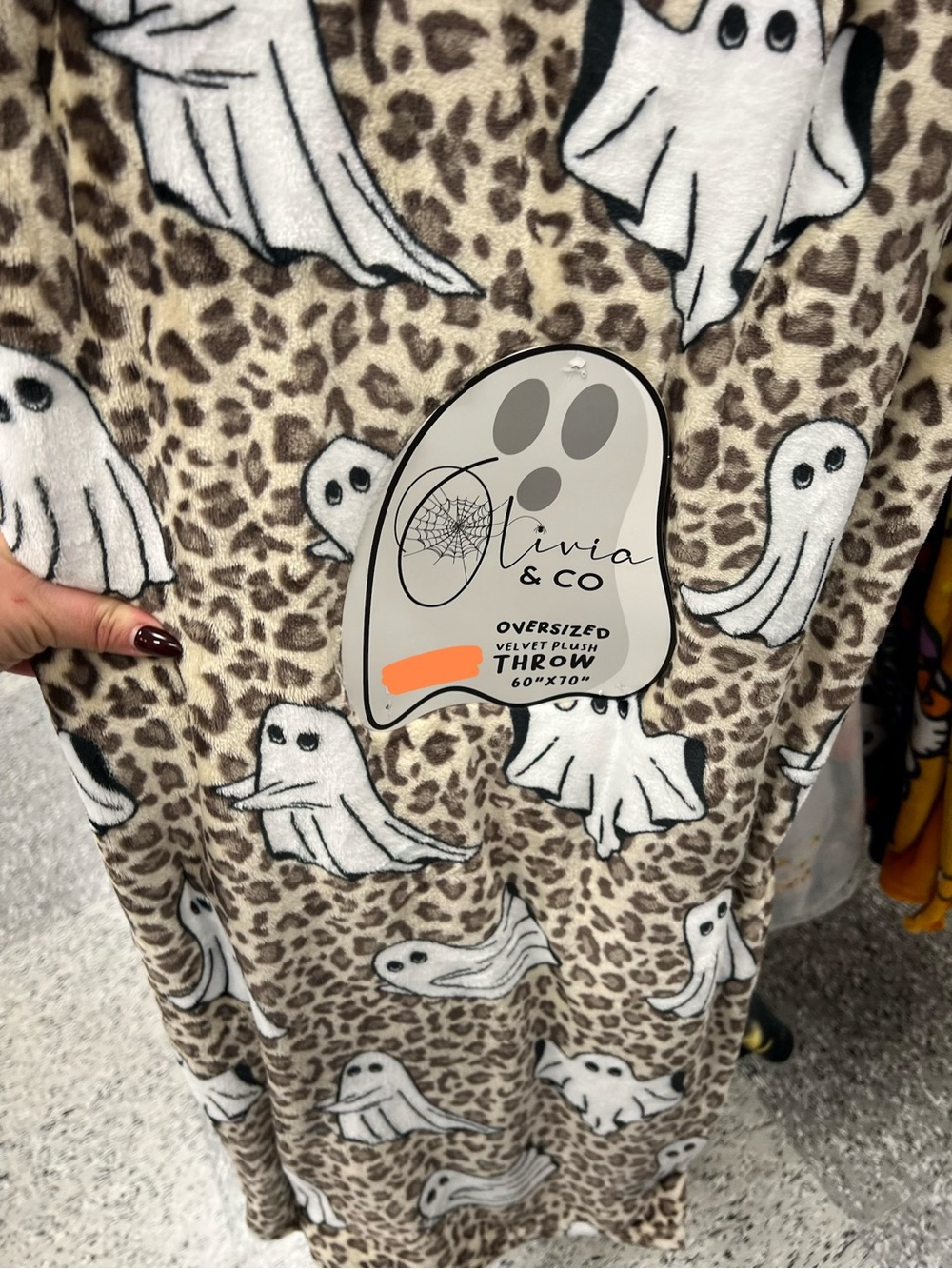 Brown Leopard Ghost Plush Throw Blanket